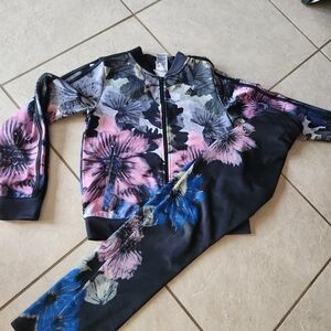 adidas Kids Floral Matching Track Suit - Pink, Blue, Black